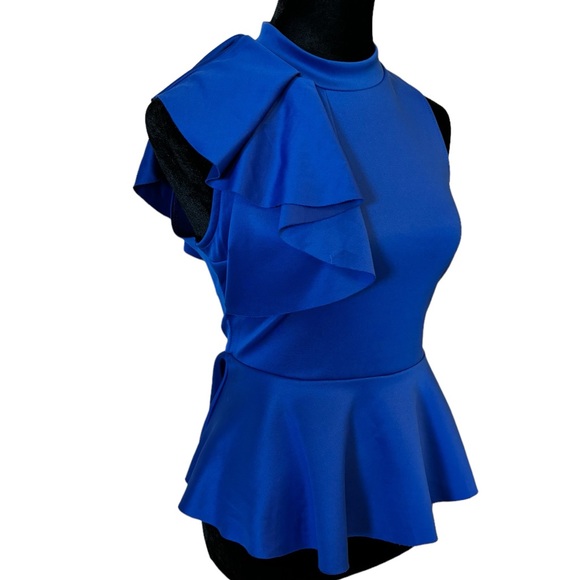 Side Ruffle Stretch Peplum Top - Picture 5 of 16